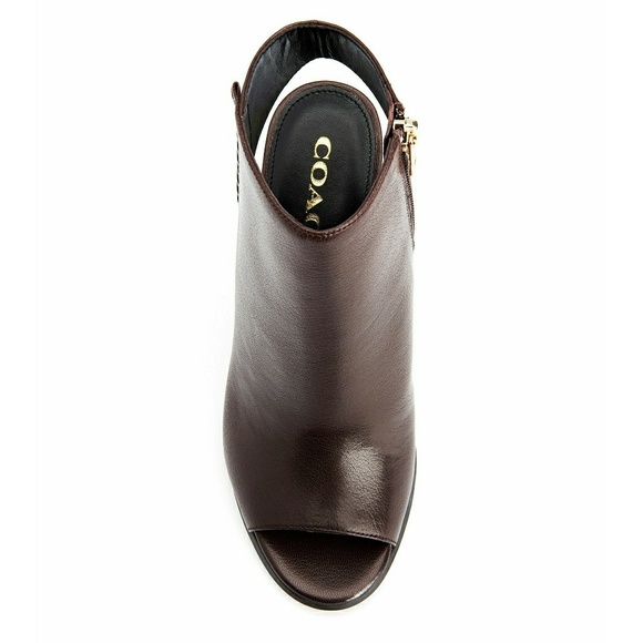 New COACH Open-Toe Open-Back Leather Heels Sandals - Picture 3 of 3